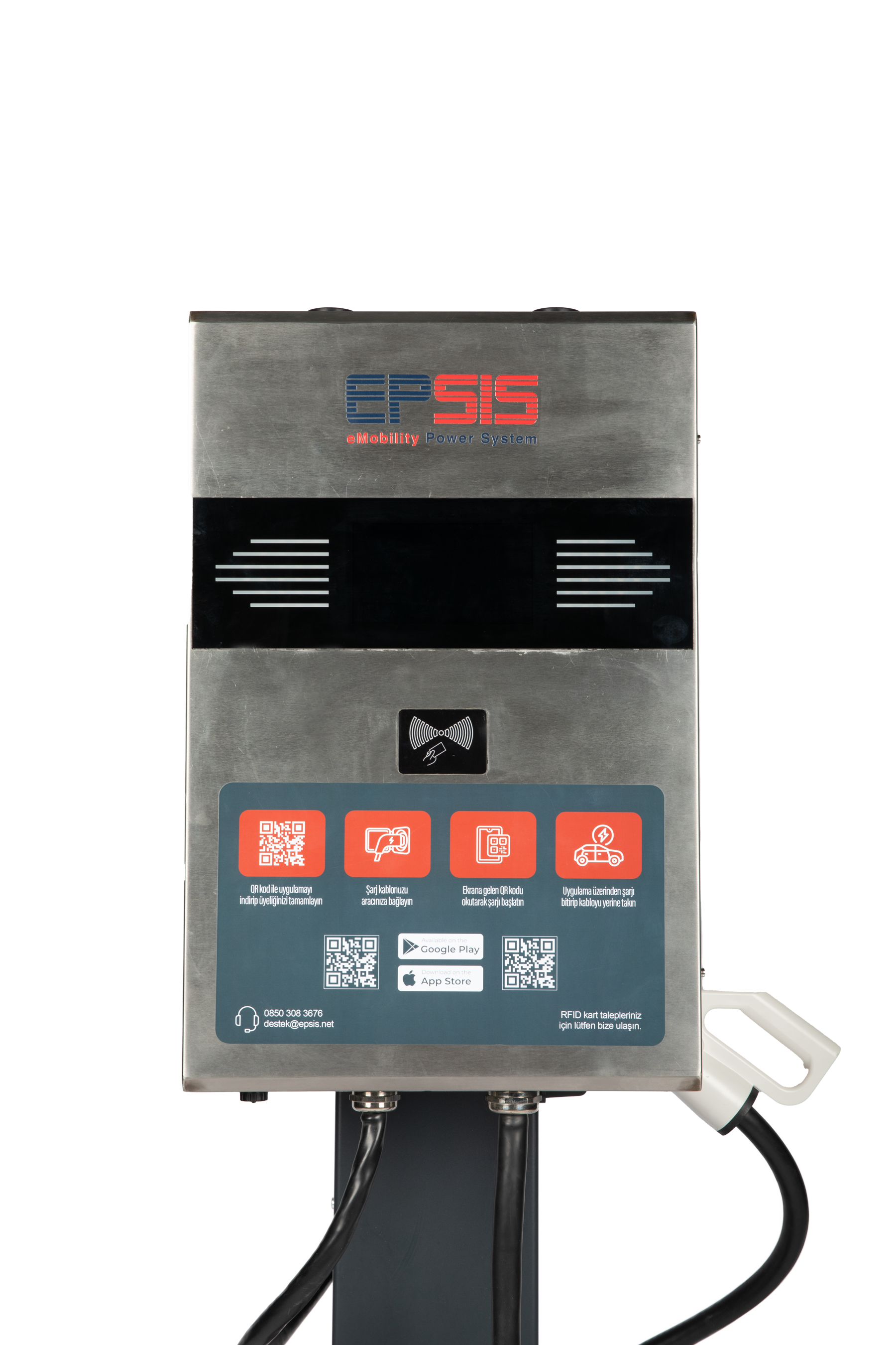 EPSIS EVD100 DC 30 kW Ev Tipi - Sanayi - Ticari Kullanım Kablolu Elektrikli Araç Şarj İstasyonu