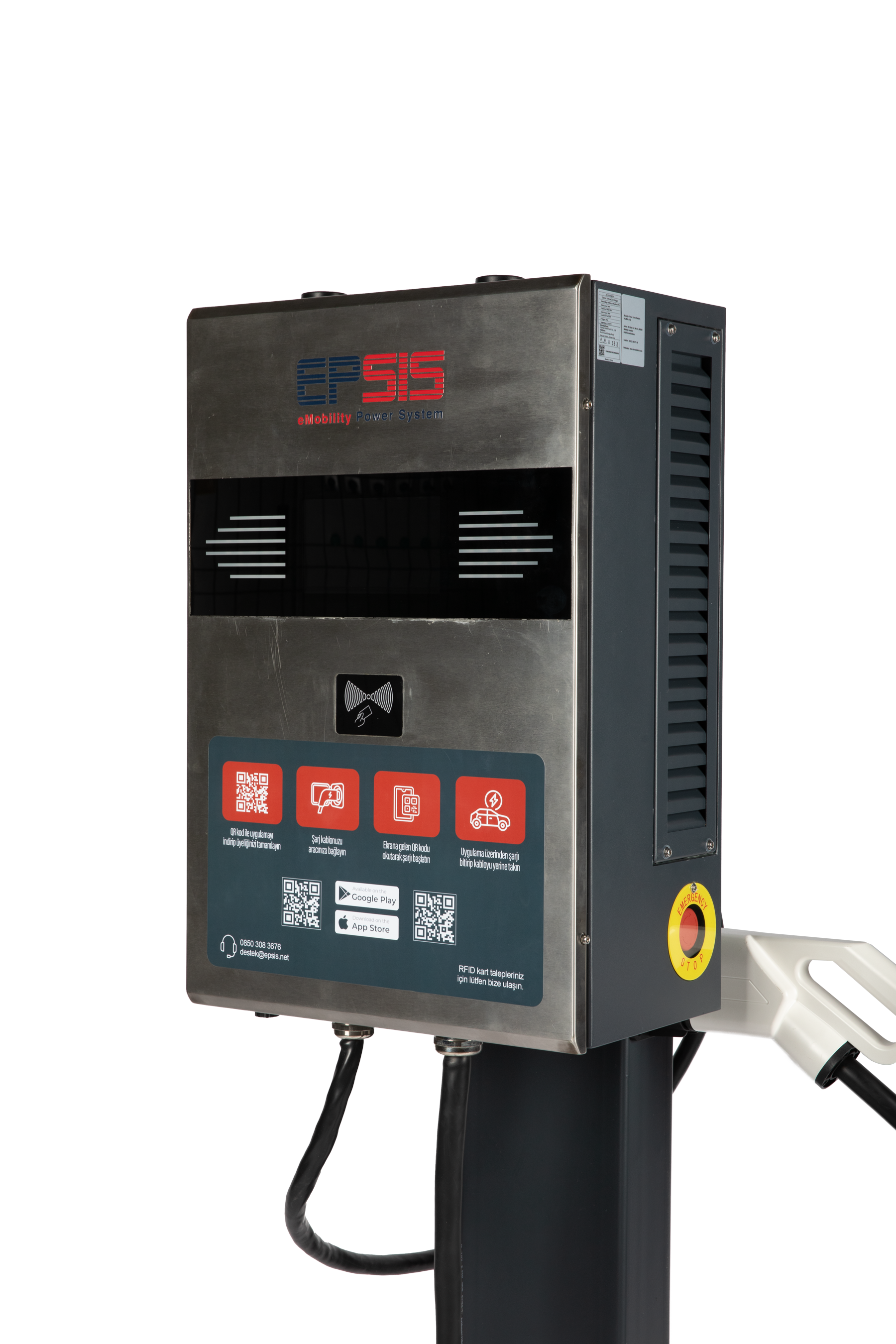 EPSIS EVD100 DC 30 kW Ev Tipi - Sanayi - Ticari Kullanım Kablolu Elektrikli Araç Şarj İstasyonu